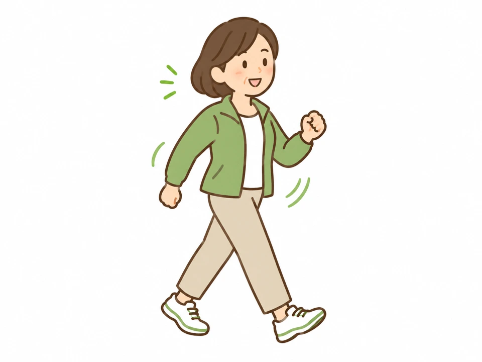 日常のウォーキングを楽しむ女性