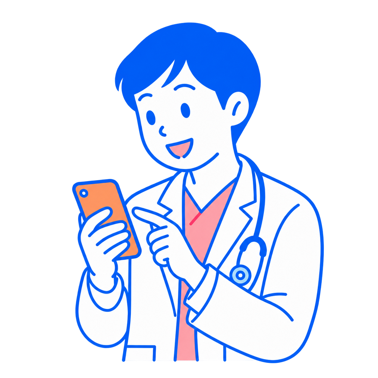スマートフォンで無料相談を申し込む医師